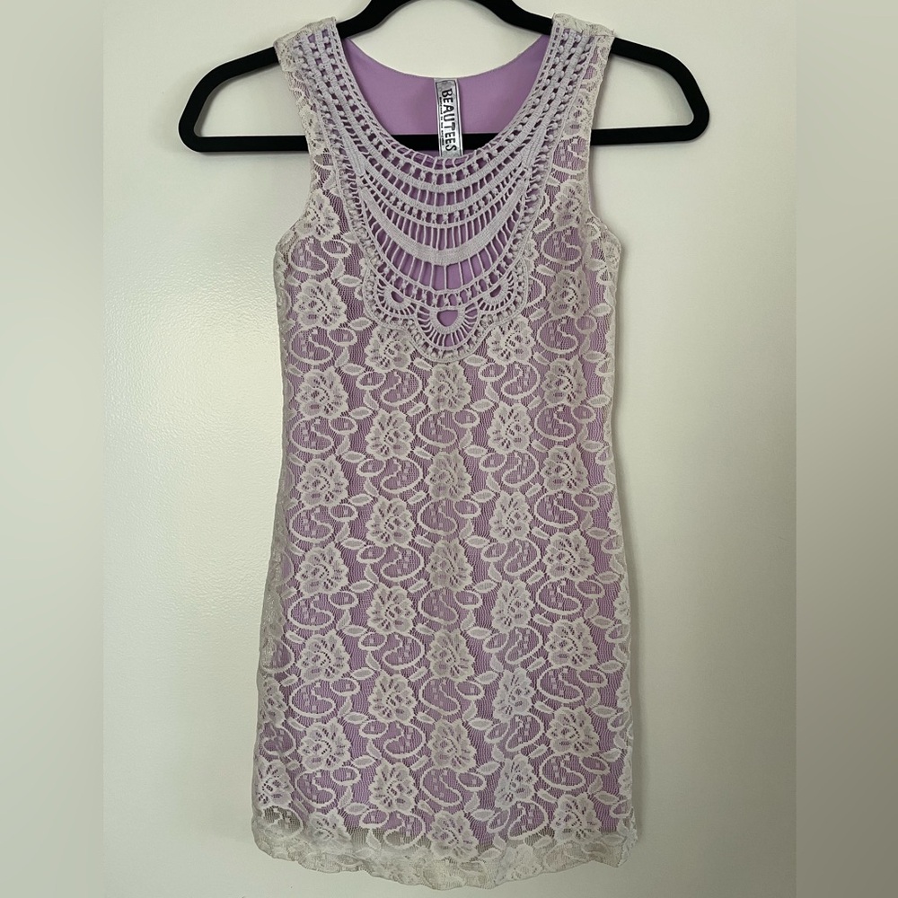 ❤️ Beautees Girls Vintage Purple with Lace Sheath Dress; Size 10/12